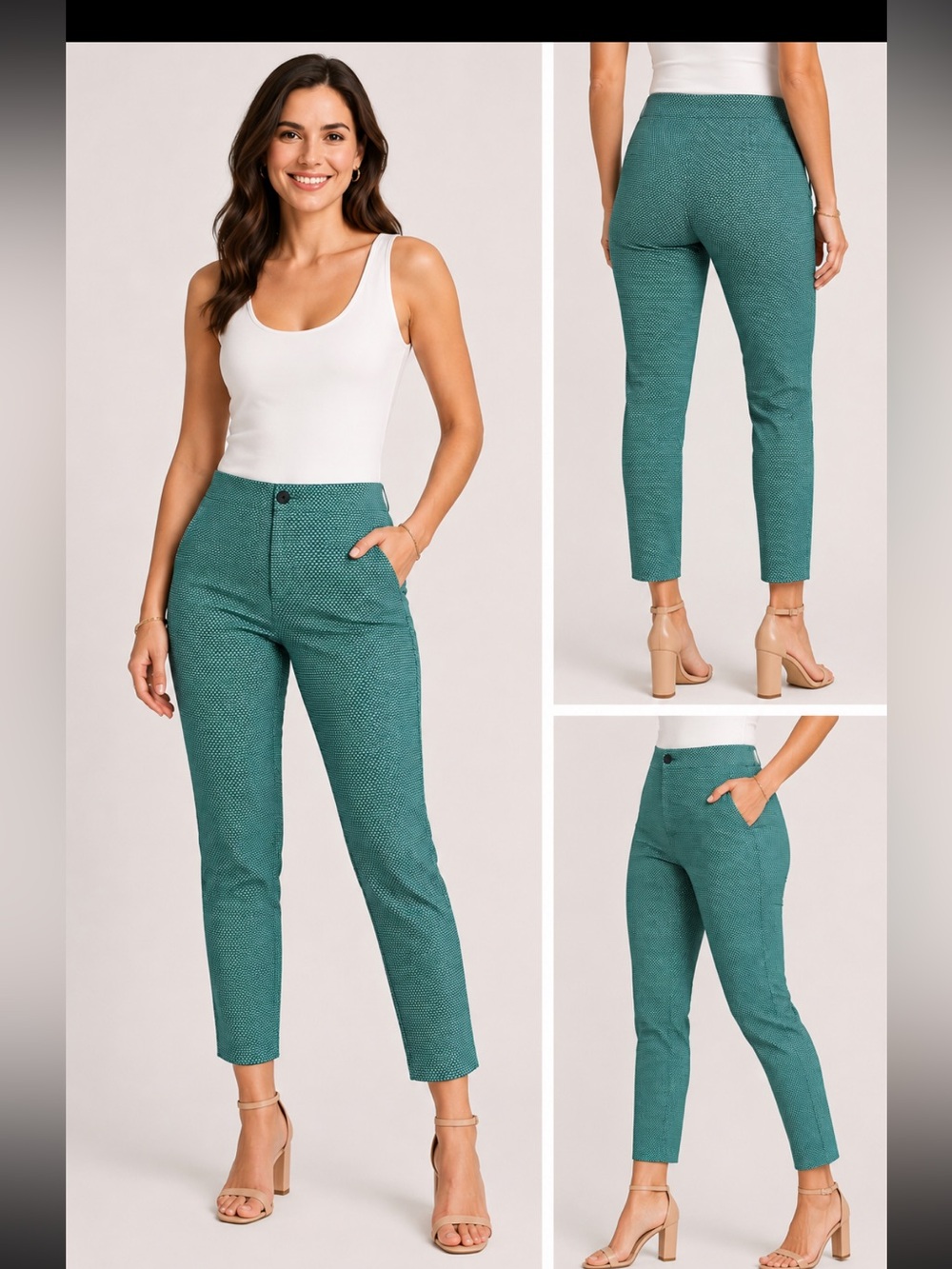 Banana Republic Hampton Fit Green Pattern Pants, Size 6